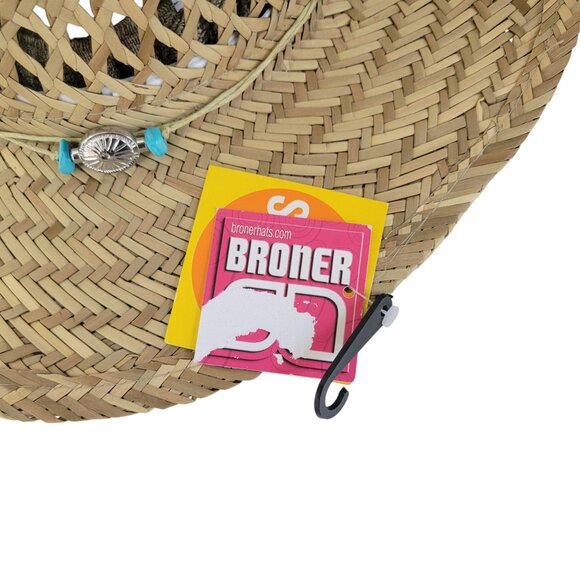Natural Woven Straw Cowboy Hat With Beaded Trim By Broner Ladies One Size - Picture 4 of 8